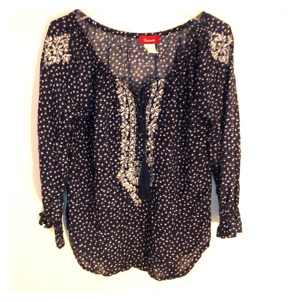Panhandle Palm Bohemian Hippie Peasant Blouse M
